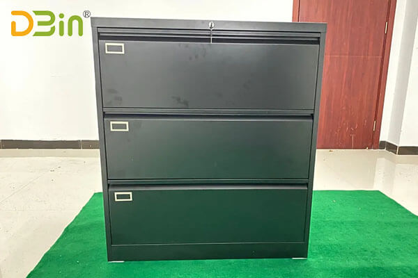 Black Steel Lateral 3 Drawer Metal Office Filing Cabinet